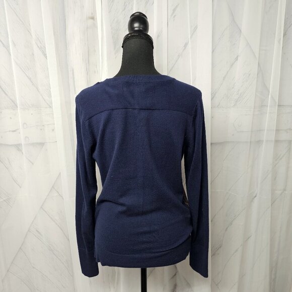 Eddie Bauer Navy and Orange Paisley Cardigan - Picture 6 of 12